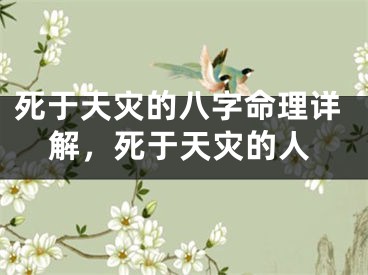 死于天灾的八字命理详解,死于天灾的人