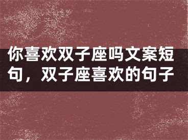 你喜欢双子座吗文案短句,双子座喜欢的句子