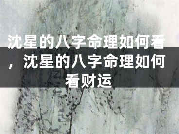 沈星的八字命理如何看,沈星的八字命理如何看财运