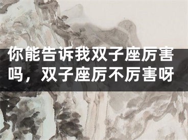 你能告诉我双子座厉害吗，双子座厉不厉害呀