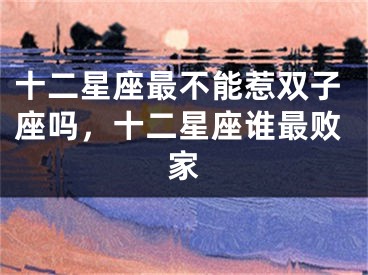 十二星座最不能惹双子座吗,十二星座谁最败家
