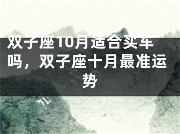 双子座10月适合买车吗，双子座十月最准运势