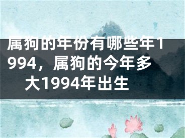 属狗的年份有哪些年1994，属狗的今年多大1994年出生