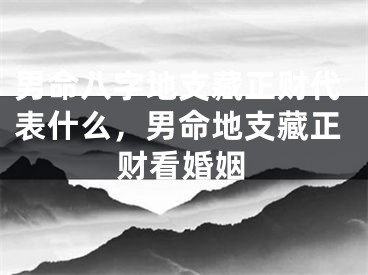 男命八字地支藏正财代表什么，男命地支藏正财看婚姻