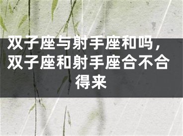 双子座与射手座和吗,双子座和射手座合不合得来