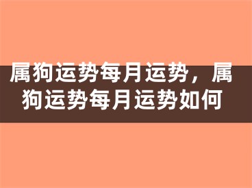 属狗运势每月运势,属狗运势每月运势如何