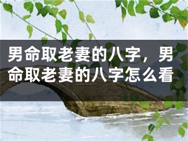 男命取老妻的八字，男命取老妻的八字怎么看