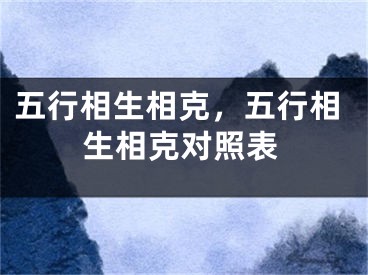 五行相生相克，五行相生相克对照表