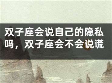 双子座会说自己的隐私吗，双子座会不会说谎