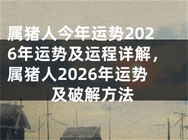 属猪人今年运势2026年运势及运程详解，属猪人2026年运势及破解方法
