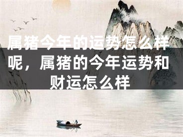 属猪今年的运势怎么样呢,属猪的今年运势和财运怎么样