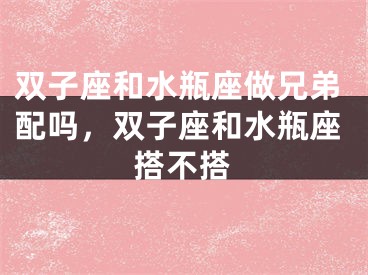 双子座和水瓶座做兄弟配吗，双子座和水瓶座搭不搭