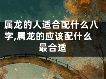 属龙的人适合配什么八字,属龙的应该配什么最合适