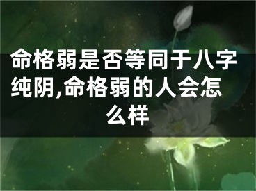 命格弱是否等同于八字纯阴,命格弱的人会怎么样