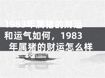 1983年属猪的财运和运气如何,1983年属猪的财运怎么样