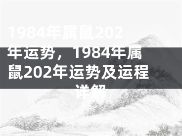 1984年属鼠202年运势，1984年属鼠202年运势及运程详解