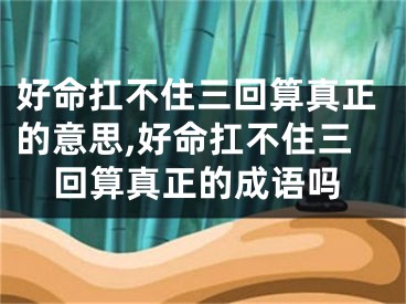 好命扛不住三回算真正的意思,好命扛不住三回算真正的成语吗