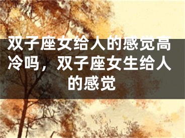 双子座女给人的感觉高冷吗，双子座女生给人的感觉