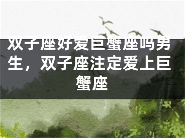 双子座好爱巨蟹座吗男生，双子座注定爱上巨蟹座