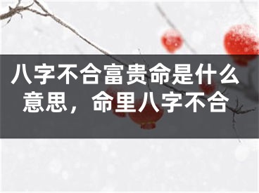 八字不合富贵命是什么意思，命里八字不合