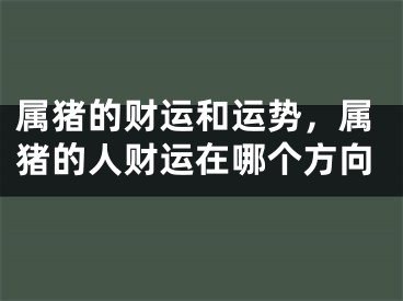属猪的财运和运势，属猪的人财运在哪个方向