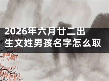 2026年六月廿二出生文姓男孩名字怎么取