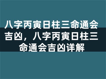 八字丙寅日柱三命通会吉凶，八字丙寅日柱三命通会吉凶详解