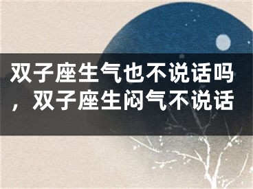 双子座生气也不说话吗,双子座生闷气不说话