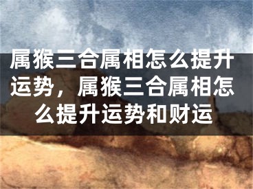 属猴三合属相怎么提升运势,属猴三合属相怎么提升运势和财运