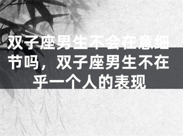 双子座男生不会在意细节吗,双子座男生不在乎一个人的表现