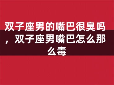 双子座男的嘴巴很臭吗，双子座男嘴巴怎么那么毒