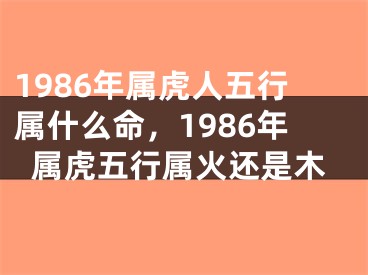 1986年属虎人五行属什么命，1986年属虎五行属火还是木