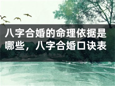 八字合婚的命理依据是哪些，八字合婚口诀表