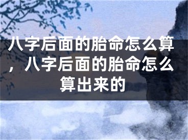 八字后面的胎命怎么算，八字后面的胎命怎么算出来的