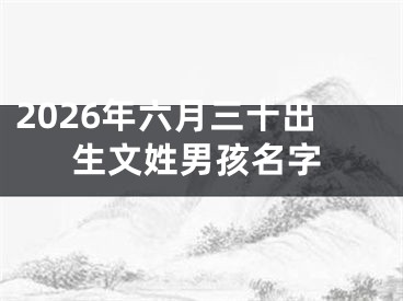 2026年六月三十出生文姓男孩名字