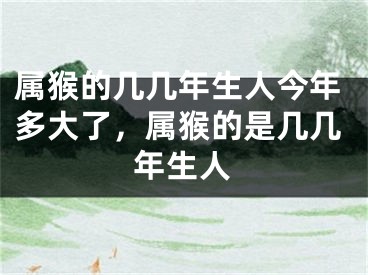 属猴的几几年生人今年多大了,属猴的是几几年生人