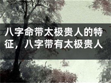 八字命带太极贵人的特征,八字带有太极贵人