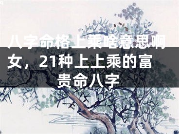 八字命格上乘啥意思啊女，21种上上乘的富贵命八字