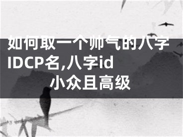 如何取一个帅气的八字IDCP名,八字id小众且高级
