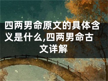 四两男命原文的具体含义是什么,四两男命古文详解