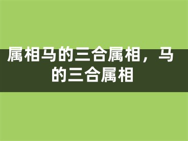 属相马的三合属相,马的三合属相
