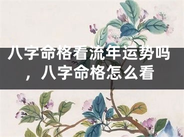 八字命格看流年运势吗,八字命格怎么看