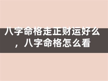 八字命格走正财运好么,八字命格怎么看