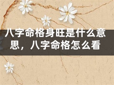 八字命格身旺是什么意思,八字命格怎么看