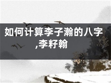 如何计算李子瀚的八字,李籽翰