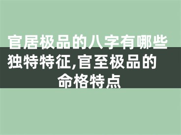 官居极品的八字有哪些独特特征,官至极品的命格特点