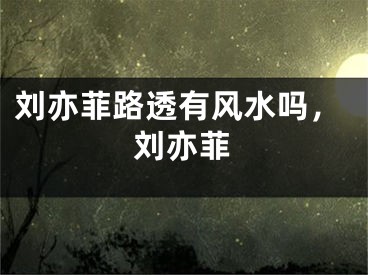 刘亦菲路透有风水吗，刘亦菲