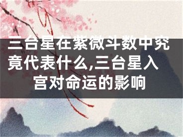 三台星在紫微斗数中究竟代表什么,三台星入宫对命运的影响