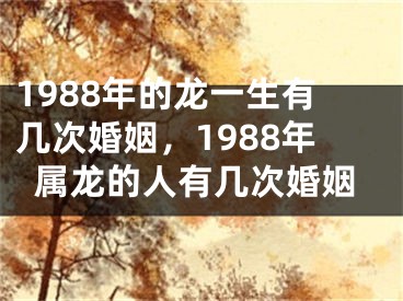 1988年的龙一生有几次婚姻，1988年属龙的人有几次婚姻