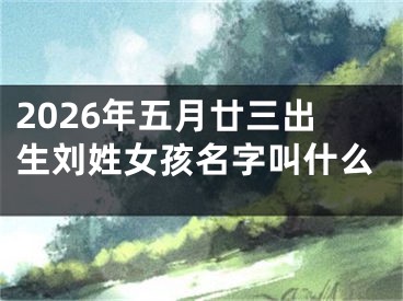 2026年五月廿三出生刘姓女孩名字叫什么